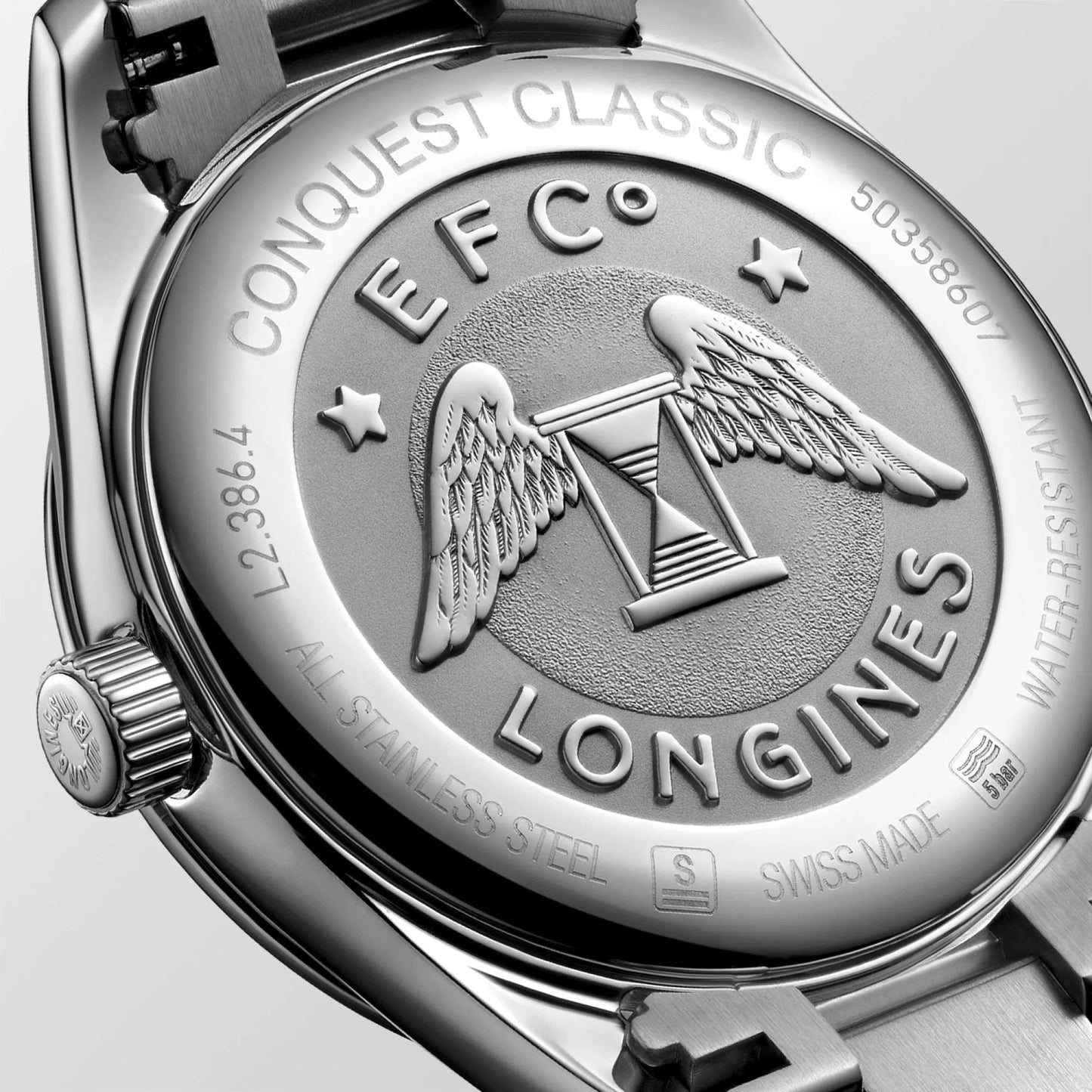 Longines Uhr Conquest Classic 34mm Perlmutt schwarz Stahl Quarz L2.386.4.88.6