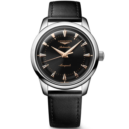 Longines orologio Conquest Heritage 40mm nero automatico acciaio L1.650.4.52.2