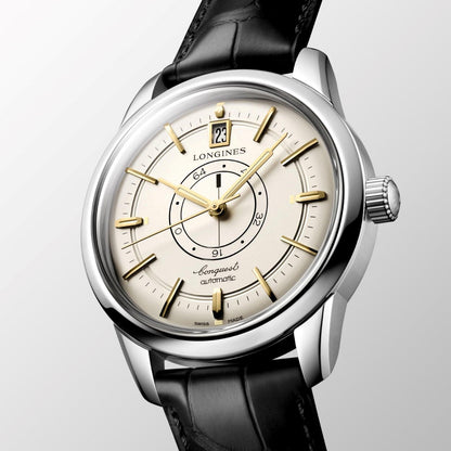 Longines Uhr Conquest Heritage Central Power Reserve 38mm champagnerfarben Automatik Stahl L1.648.4.78.2