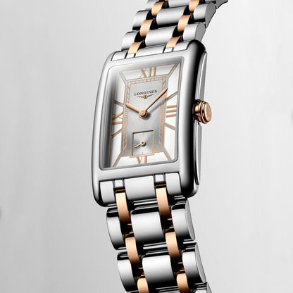 Longines orologio DolceVita 23,30x37,00mm bianco quarzo acciaio e oro rosa 18kt L5.512.5.75.7