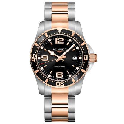 Longines Uhr HydroConquest 41mm schwarz Quarz Stahl PVD Roségold-Finish L3.740.3.58.7