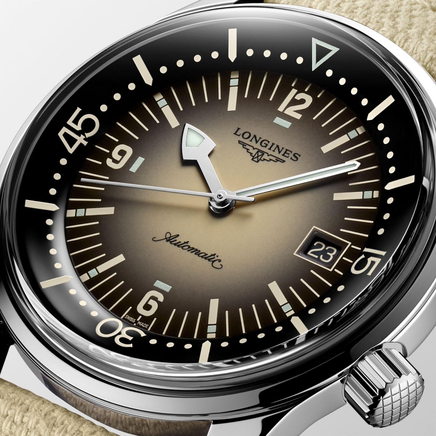 Longines Uhr Legend Diver 42mm Beige Automatik Stahl L3.774.4.30.2
