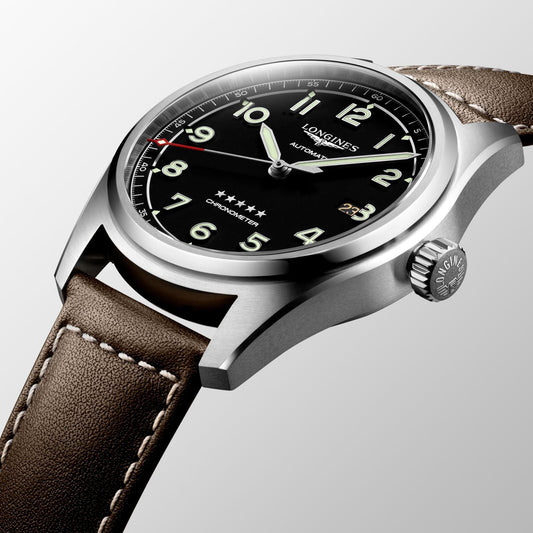 Longines Spirit 42mm svart automatisk stålklocka L3.811.4.53.0