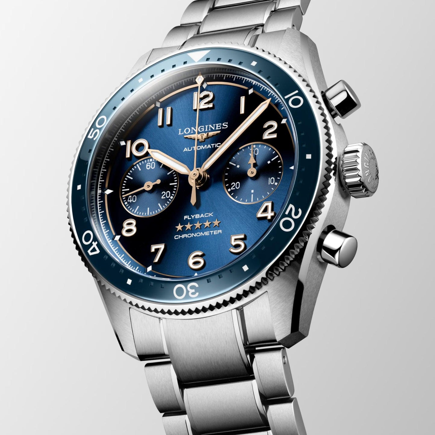 Longines Uhr Longines Spirit Flyback 42mm blau Automatik Stahl L3.821.4.93.6
