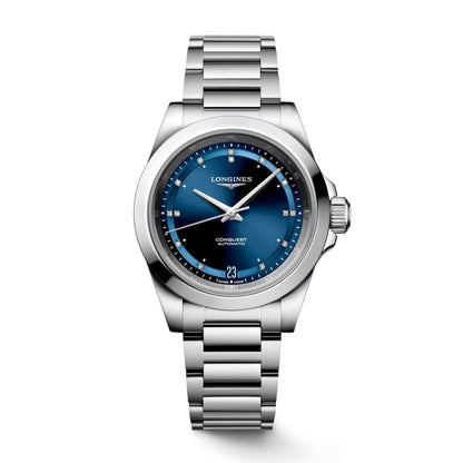 Longines Uhr New Conquest 34mm blau Automatik Stahl L3.430.4.97.6