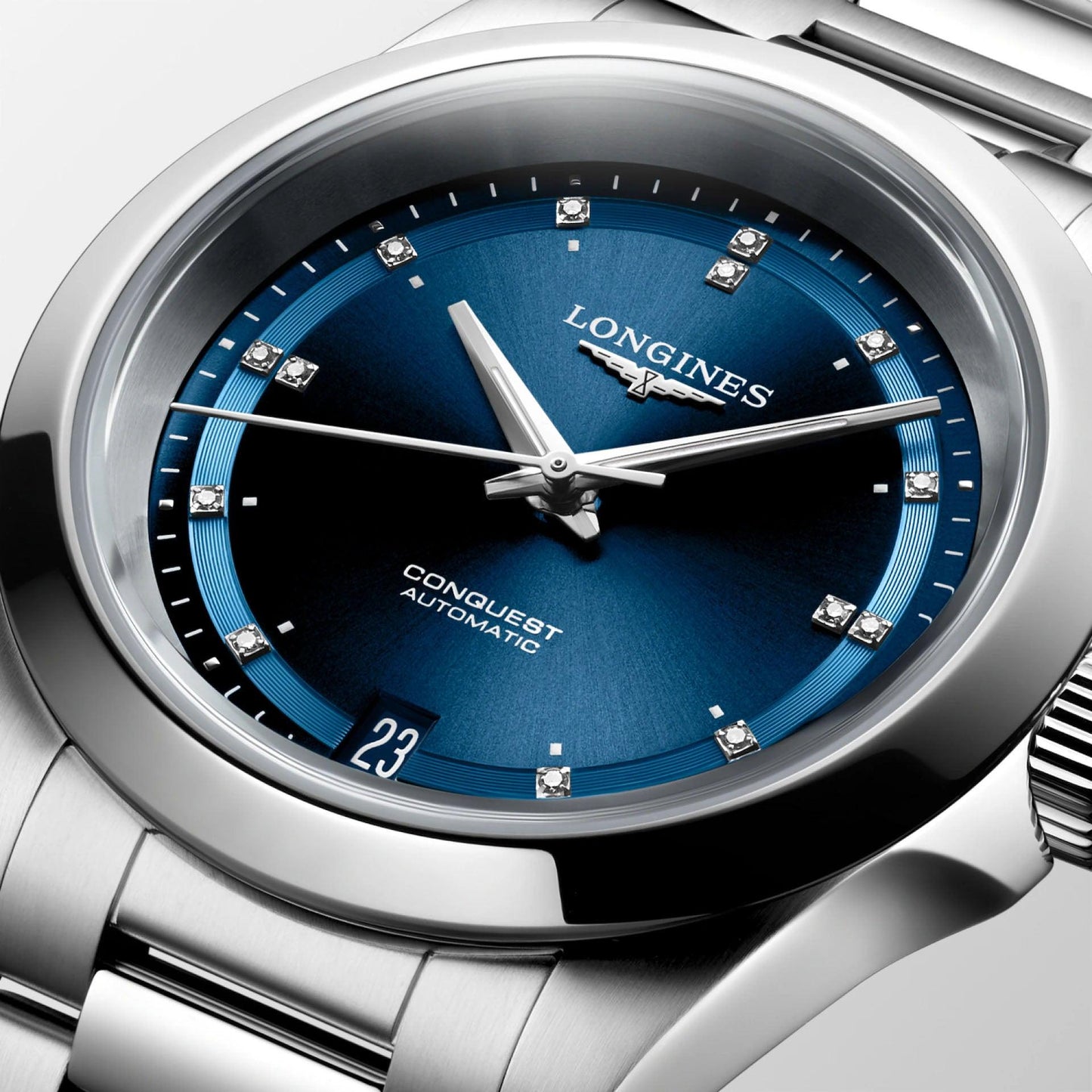 Longines Uhr New Conquest 34mm blau Automatik Stahl L3.430.4.97.6