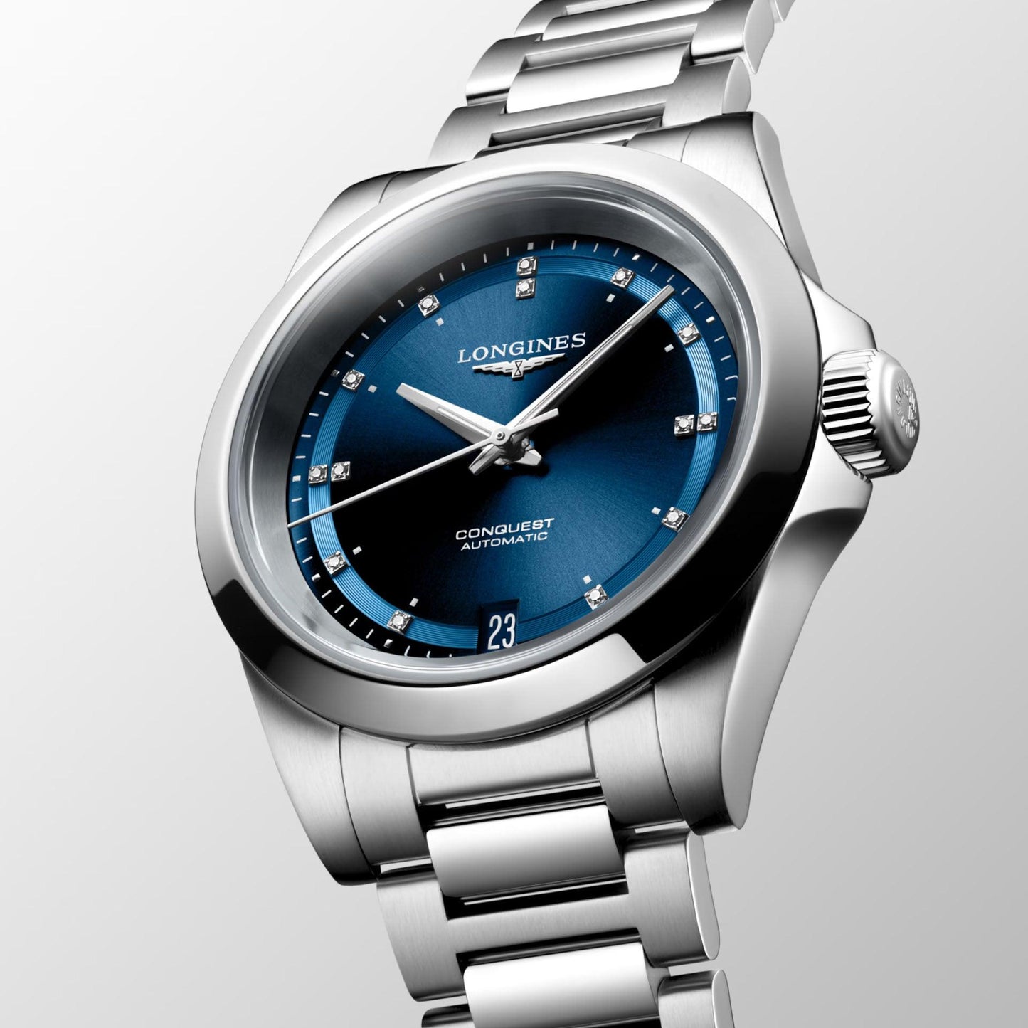 Longines Uhr New Conquest 34mm blau Automatik Stahl L3.430.4.97.6