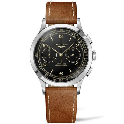 Longines orologio Record Chronograph 40mm nero automatico acciaio L2.921.4.56.2