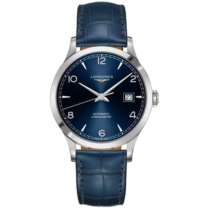 Longines Uhr Record Collection 40mm blau Automatik Stahl L2.821.4.96.4