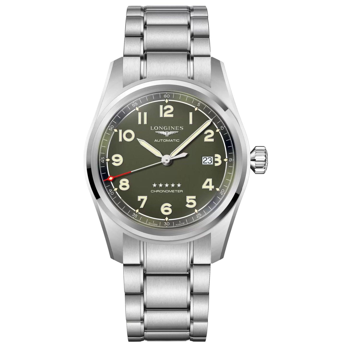 Longines Spirit Uhr 42mm mattgrün Automatik Stahl L3.811.4.03.6