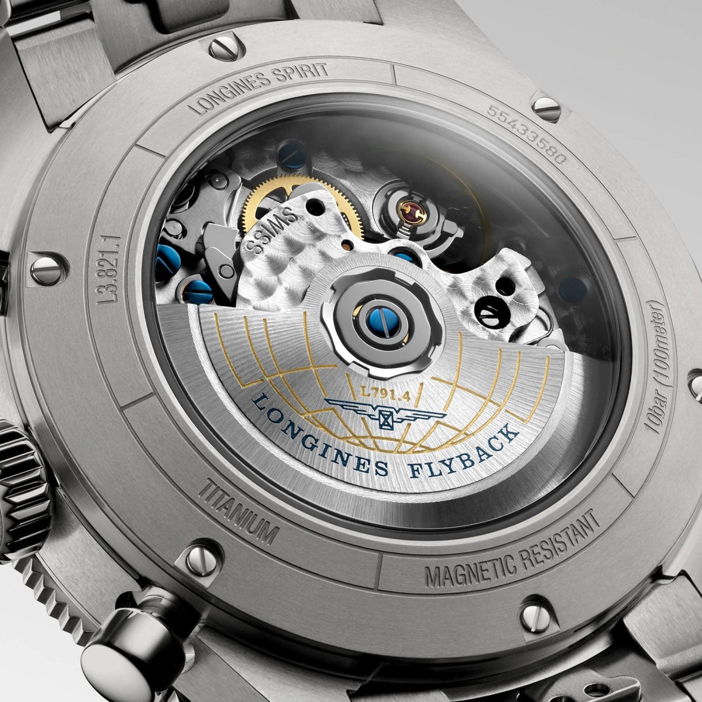Longines orologio Spirit Flyback 42mm antracite automatico titanio L3.821.1.53.6
