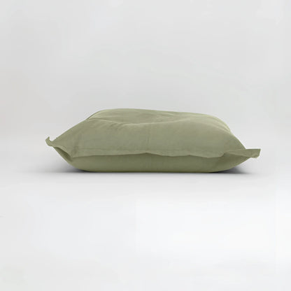 Maxi cuscino firenze in lino verde salvia morbido con design semplice e dimensioni generose infinito abbraccio