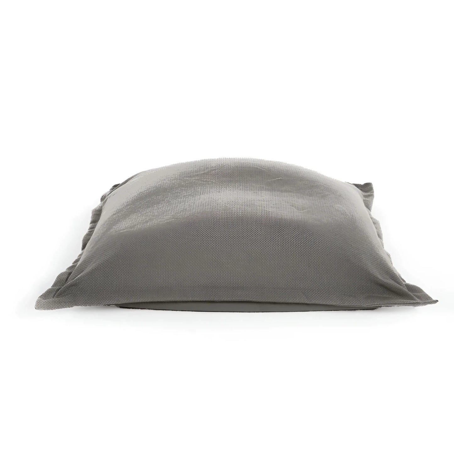 Maxi cuscino firenze in lino grigio morbido con superficie leggermente texture e bordi sfrangiati dimensioni generose infinito abbraccio