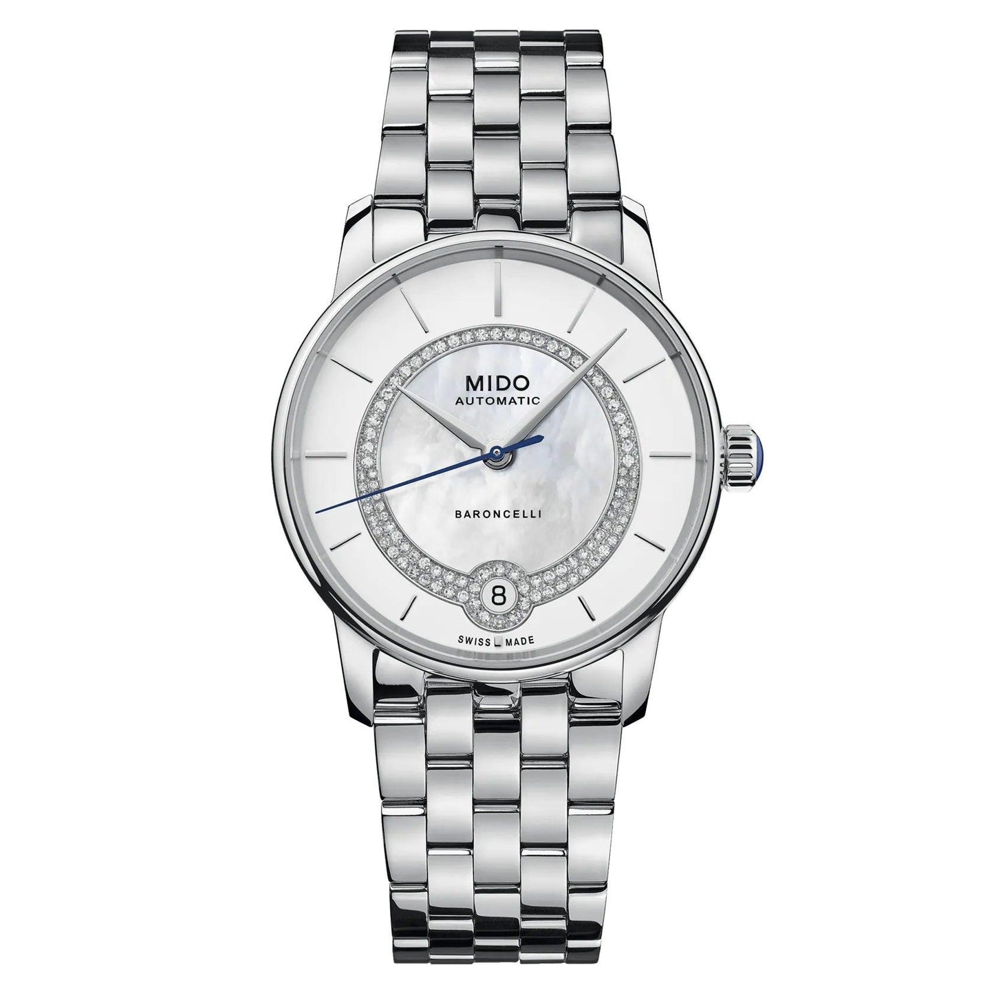 Mido Uhr Baroncelli Lady Necklace 33mm Perlmutt Diamanten Automatik Stahl M037.807.11.031.00