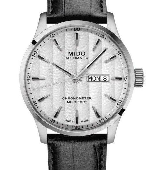 Montre Mido Multifort Chronometer 1 COSC 42mm blanche automatique acier M038.431.16.031.00