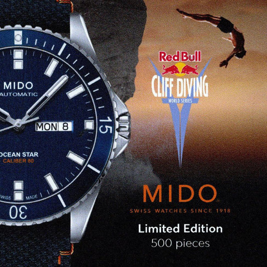 Mido Ocean Star Red Bull Cliff Diving Limited Edition 500 st 42 mm Blå Automatisk Stål M026.430.17.041.00