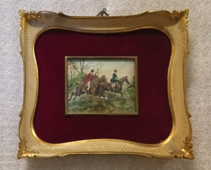 Miniatura olio su tela XIX secolo firmata con cornice oro originale