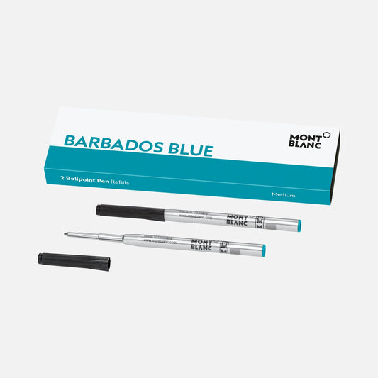 Montblanc 2 Nachfüllungen für Kugelschreiber (M) Barbados Blue (Karibikblau) 128219