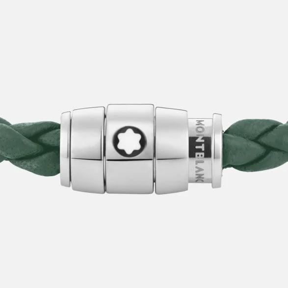 Montblanc stainless steel bracelet with 3-ring clasp and pewter leather size L 13315268
