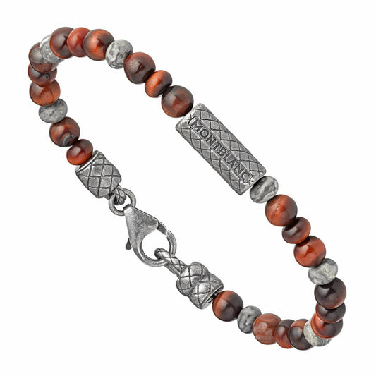 Montblanc Wrap Me bracelet with tiger eye beads 925 silver size L 12616368