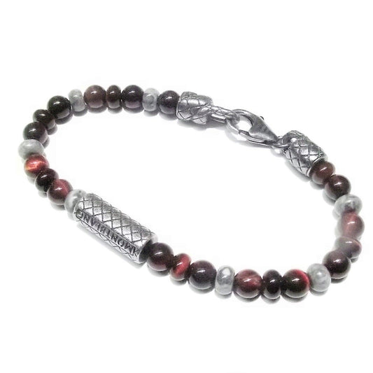 Montblanc Wrap Me bracelet with tiger eye beads 925 silver size L 12616368