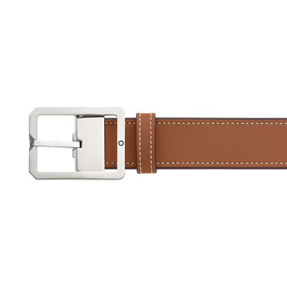 Montblanc ceinture 35mm avec boucle rectangulaire en cuir marron/gris réversible taille ajustable 131164