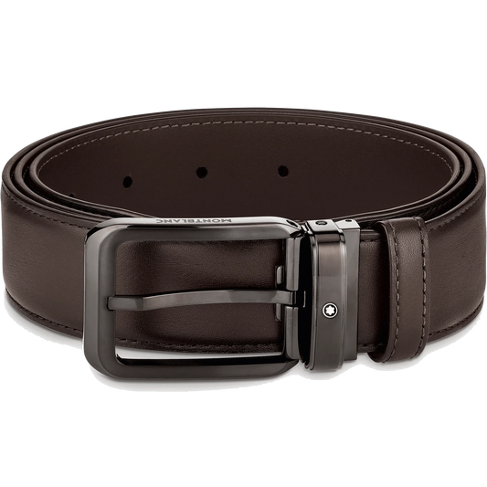 Montblanc 35mm Rectangular Buckle Gradient Brown Leather Belt 129456