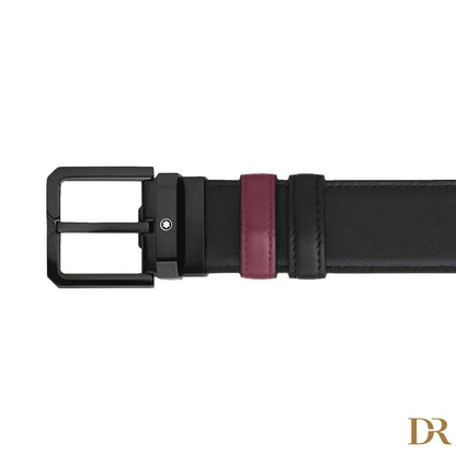 Montblanc cintura reversibile 35 mm pelle nera/cassis 199651