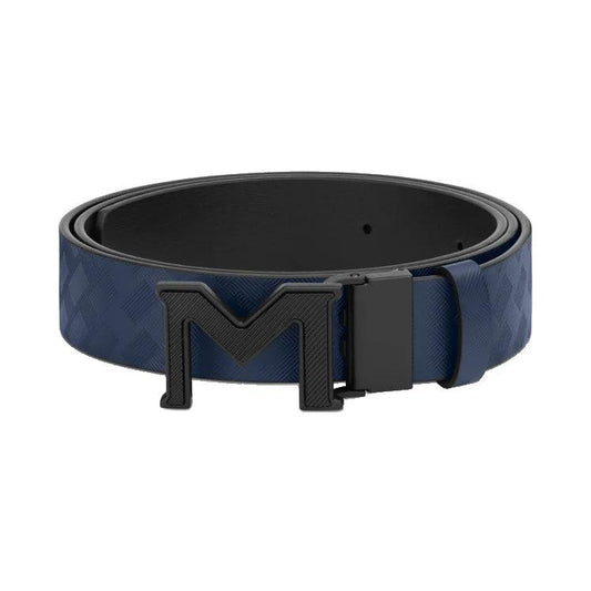 Montblanc reversible belt with M Extrem 3.0 buckle, smooth blue/black 198648