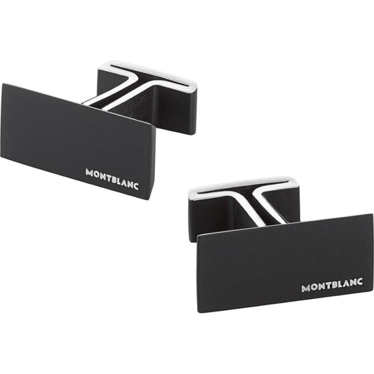 Montblanc rectangular cufflinks in steel and black PVD 114761