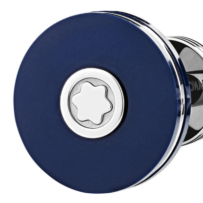 Montblanc gemelli rotondi di acciaio pregiato con resina blu 123812