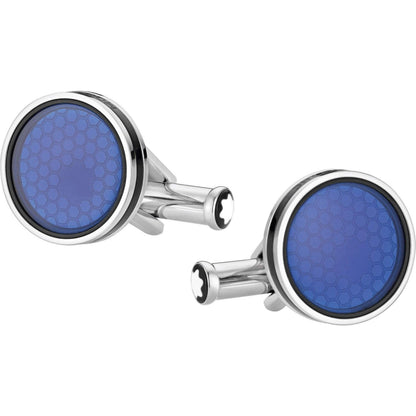Boutons de manchette Montblanc Star acier verre saphir bleu 118602