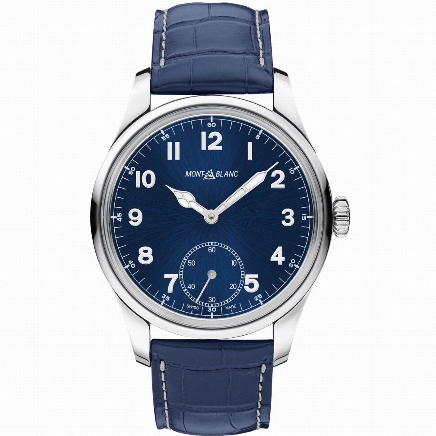 Montblanc montre 1858 Manual Small Second 44mm bleu remontage manuel acier 113702
