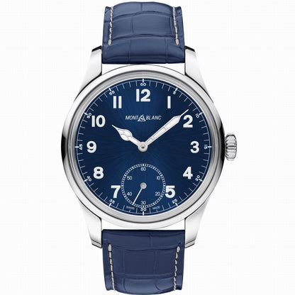 Montblanc montre 1858 Manual Small Second 44mm bleu remontage manuel acier 113702