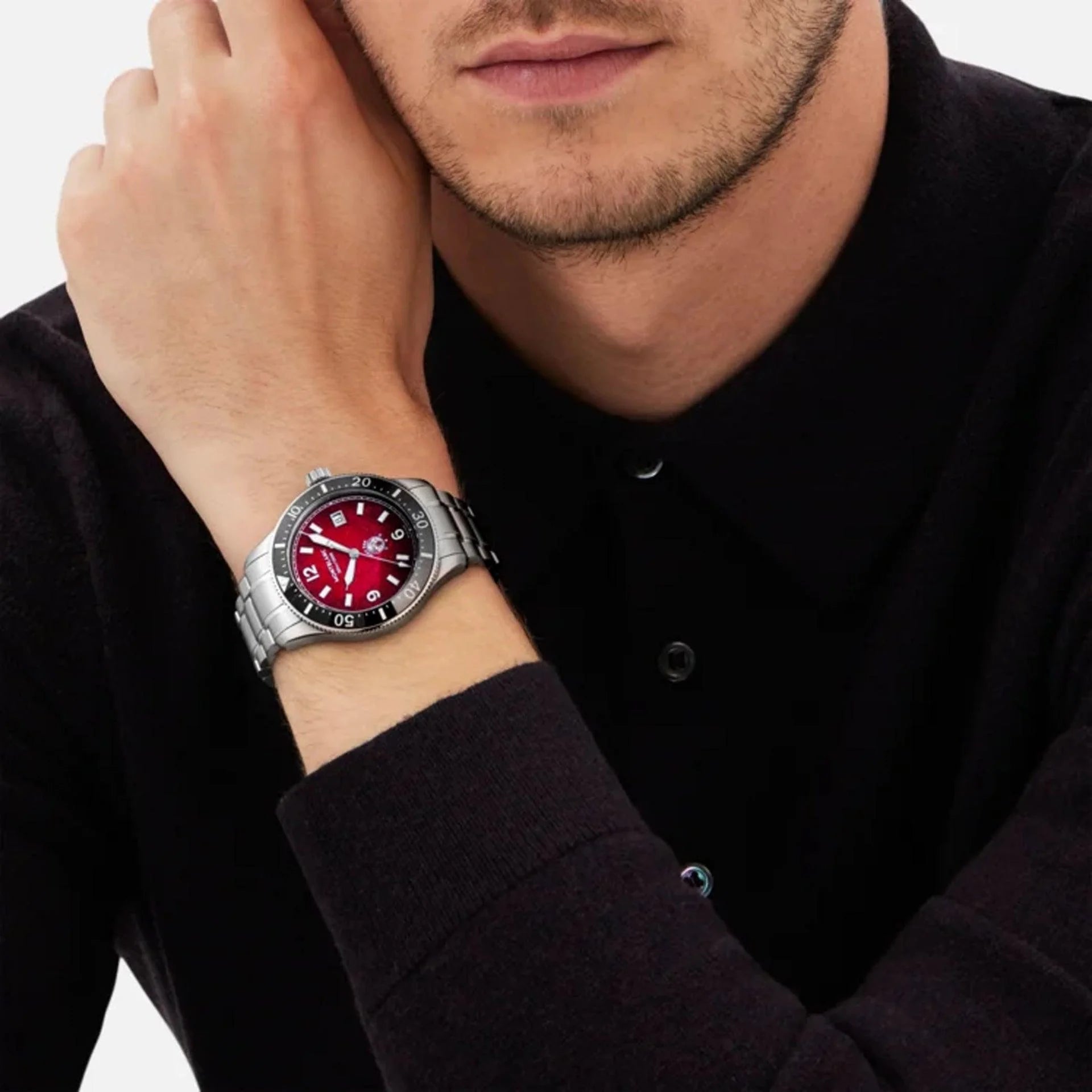 Montblanc iced sea automatic orologio acciaio 41mm con quadrante bordeaux e dettagli neri
