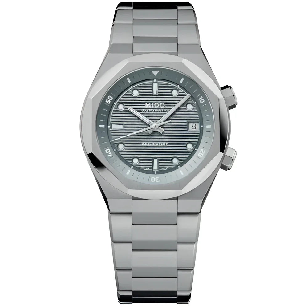 Mido orologio multifort two crowns cambia acciaio grigio quadrante testurizzato automatico elegante