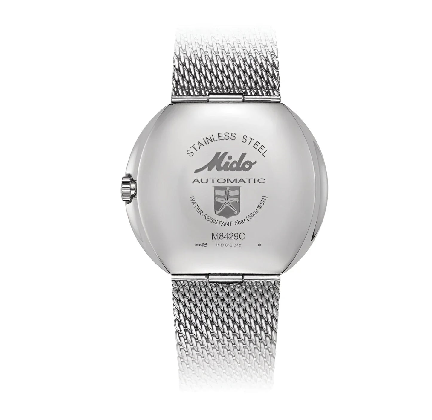 Mido orologio commander 1959 37mm nero automatico acciaio con bracciale mesh in acciaio inox argentato