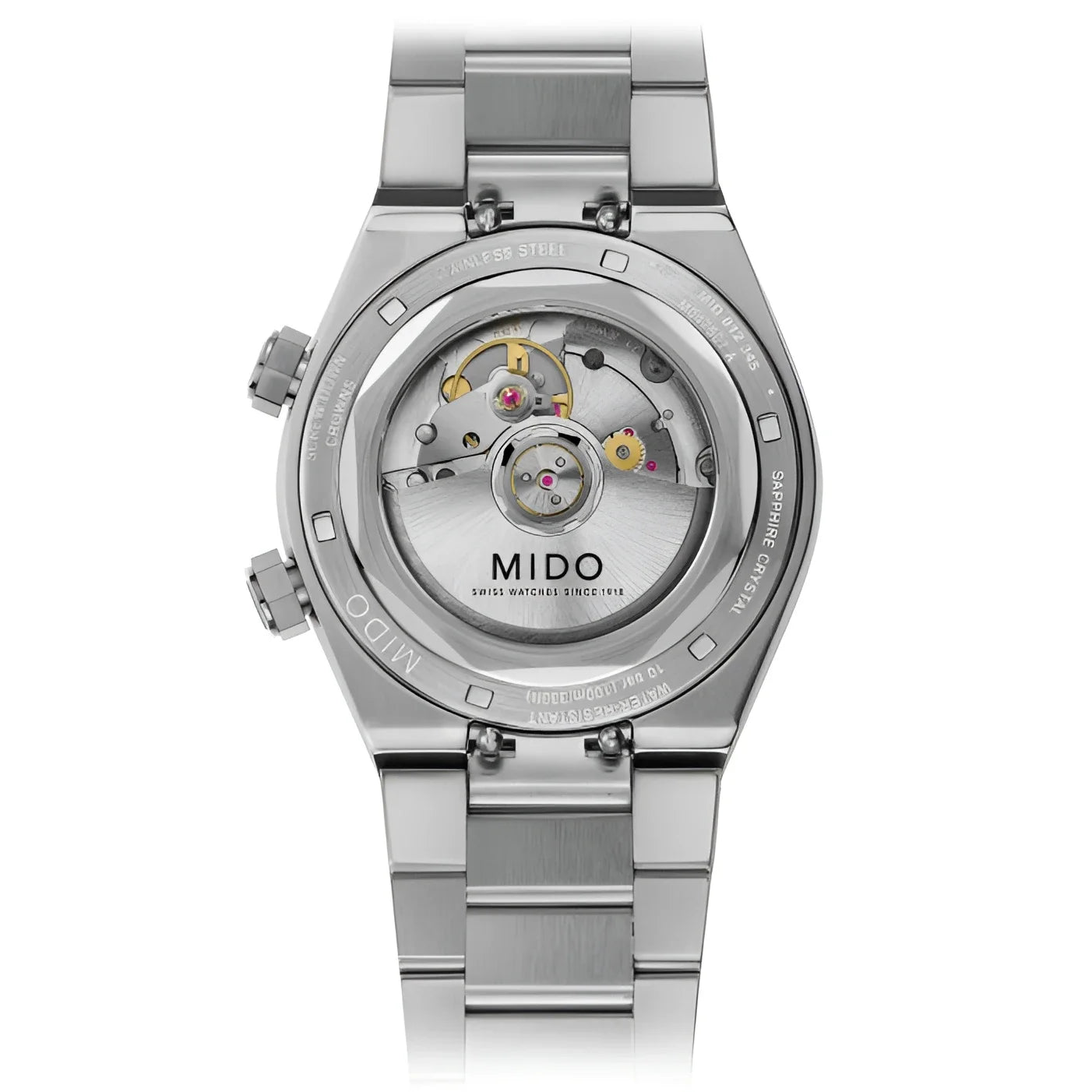 Mido orologio multifort two crowns con cassa e bracciale in acciaio grigio e movimento meccanico a vista