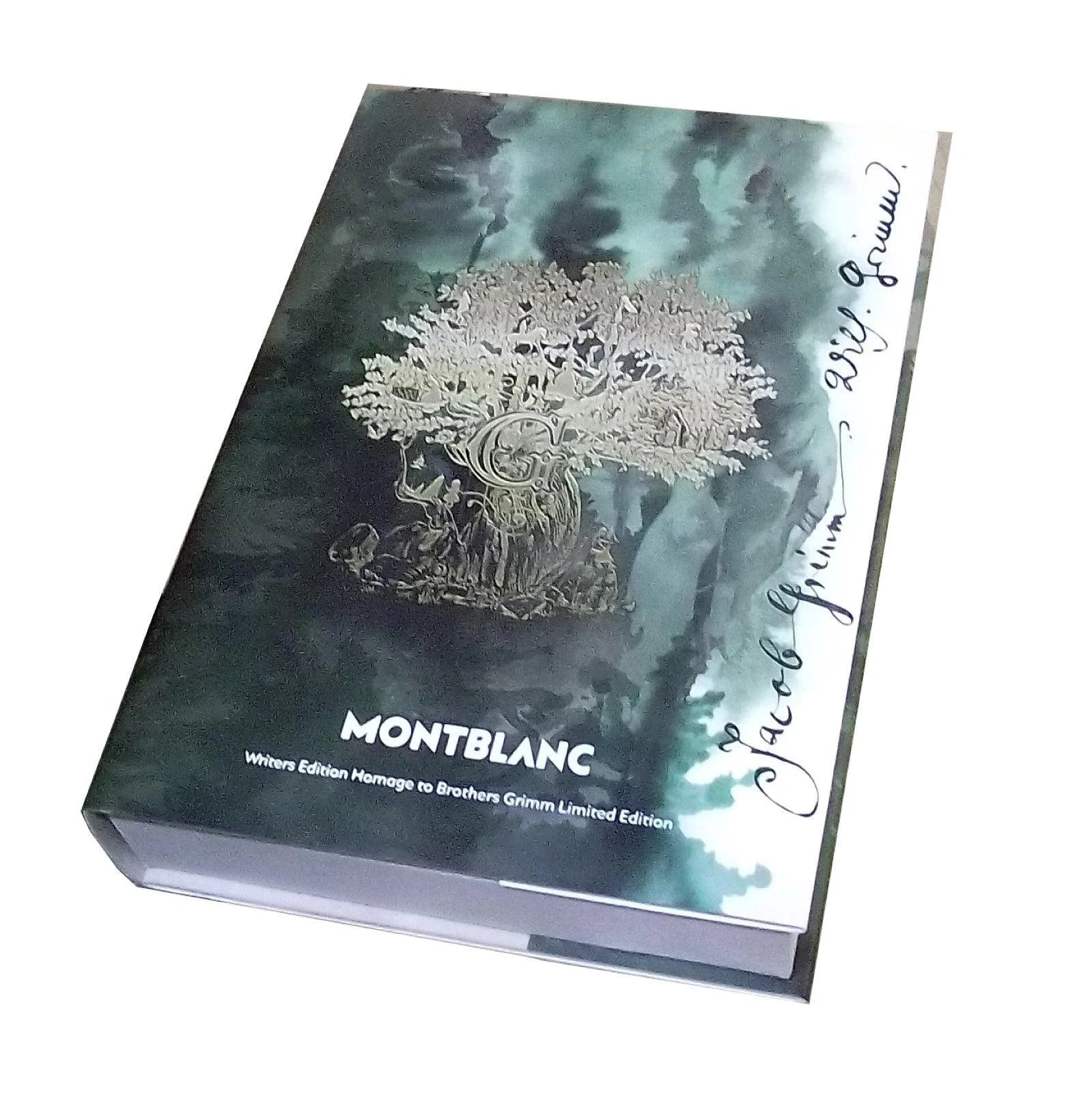 Notebook montblanc writers edition homage to brothers grimm edizione limitata con copertina verde scuro e motivo ad albero argentato