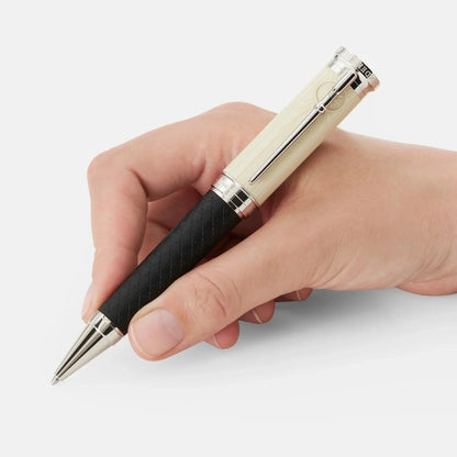 Montblanc penna a sfera cream e nera con impugnatura testurizzata ed edizione limitata hommage a robert louis stevenson