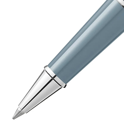 Penna rollerball montblanc meisterstück x olympic heritage chamonix 1924 doué classique grigio opaco con punta e clip in metallo argento lucidato
