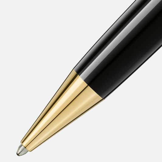 Montblanc penna a sfera meisterstück legrand in pregiata resina nera con dettagli finitura oro elegante e raffinata