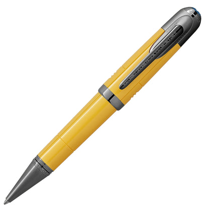 Penna a sfera montblanc great characters enzo ferrari speciale giallo modena con incisioni sul corpo giallo e argento
