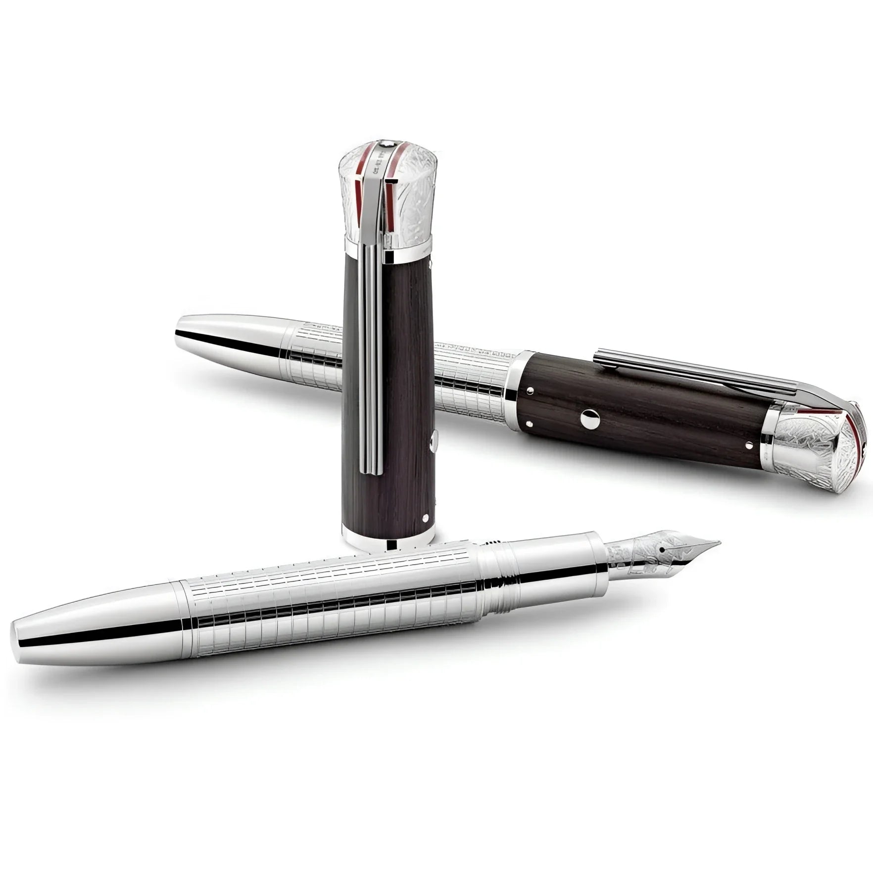 Montblanc stilografica great characters james dean limited edition 1931 con corpo in legno scuro e dettagli argentati inciso