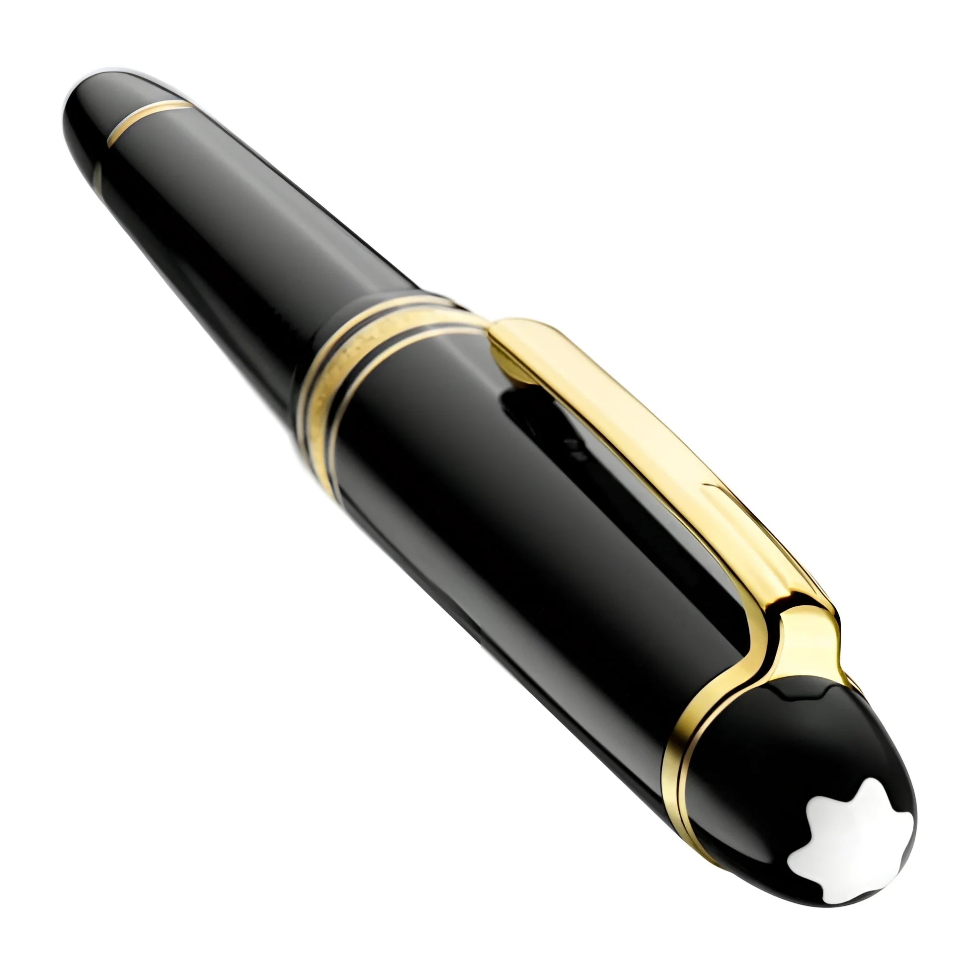 Montblanc roller meisterstück gold-coated classico nero con finiture dorate e stella bianca sul cappuccio