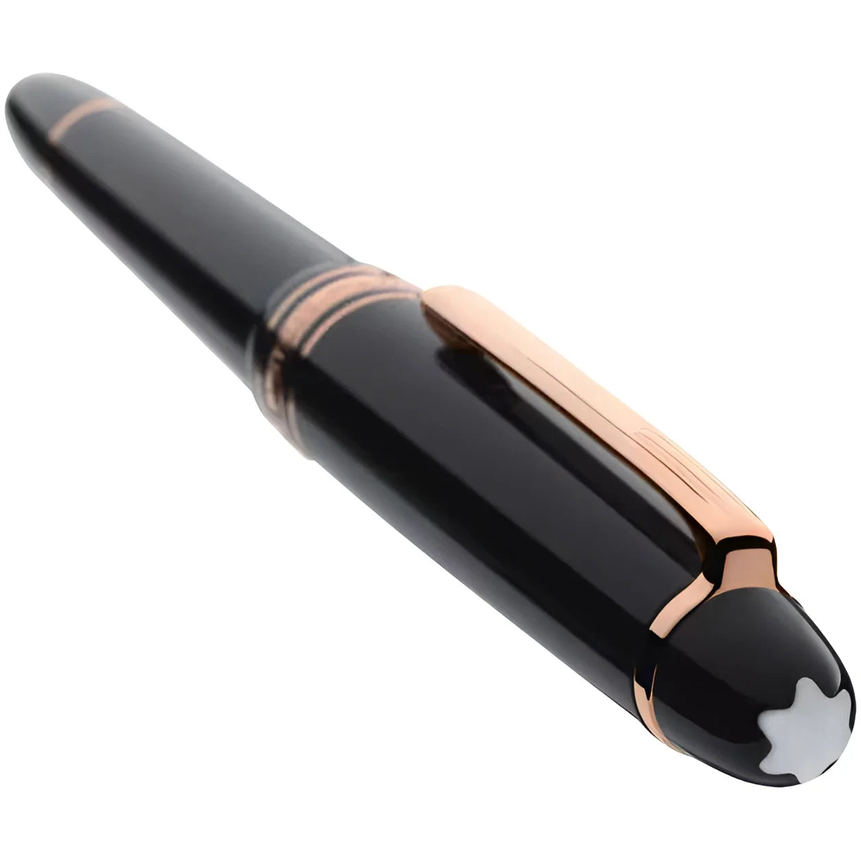 Montblanc roller meisterstuck classique in pregiata resina nera con dettagli in red gold e stella bianca sul cappuccio