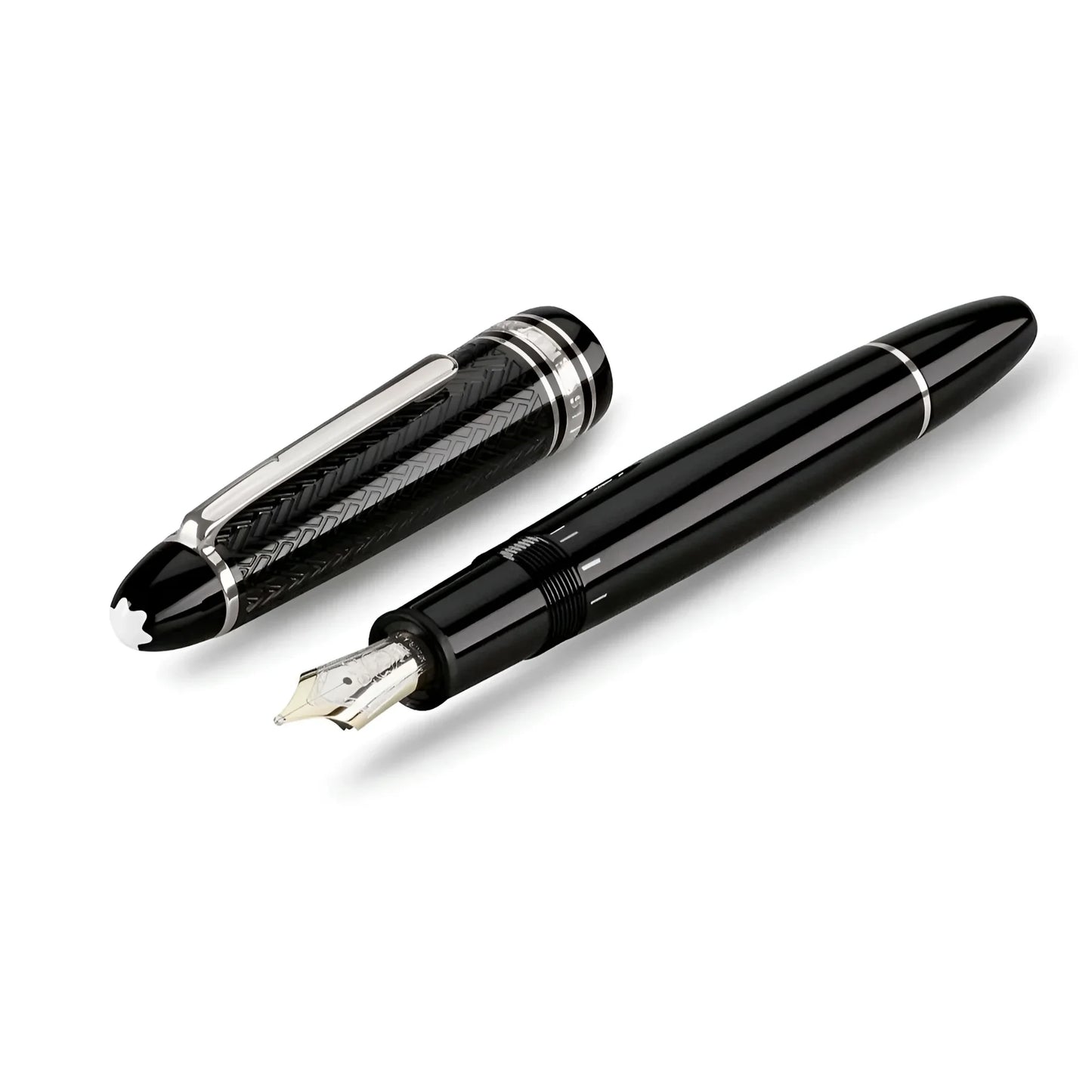 Penna stilografica montblanc stilografica meisterstück bmw punta m special edizione nera con incisioni argento