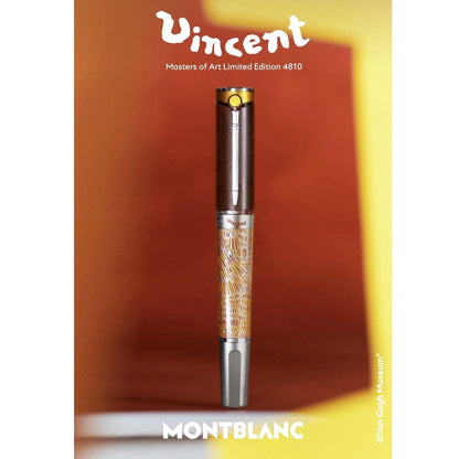 Montblanc roller masters of art hommage to vincent van gogh penna stilografica limitata in bronzo e argento con decorazioni di grano dorato