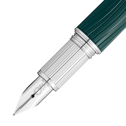 Penna stilografica montblanc starwalker polargreen doué con finitura platino e sezione flangiata argento finitura dell’aurora boreale