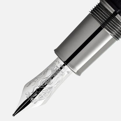 Nib stilografica in argento con incisioni dettagliate montblanc writers edition fratelli grimm limited edition